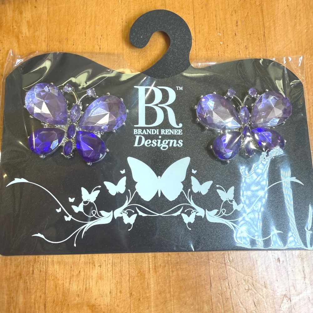 Brandi Renee Designs Butterfly Kisses Valiant Violet Silver Flip Flop Snaps